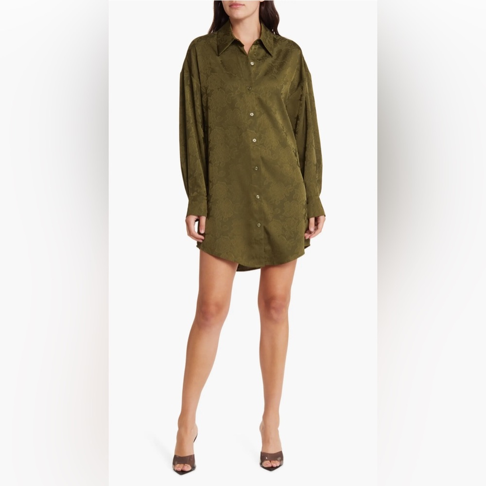 Floral Jacquard Long Sleeve Shirtdress, Size  S. Worn Once.